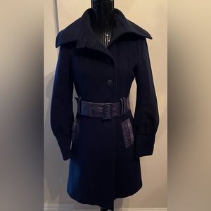 Mackage Navy Blue Wool Cashmere Blend Single Breasted Coat Size Small